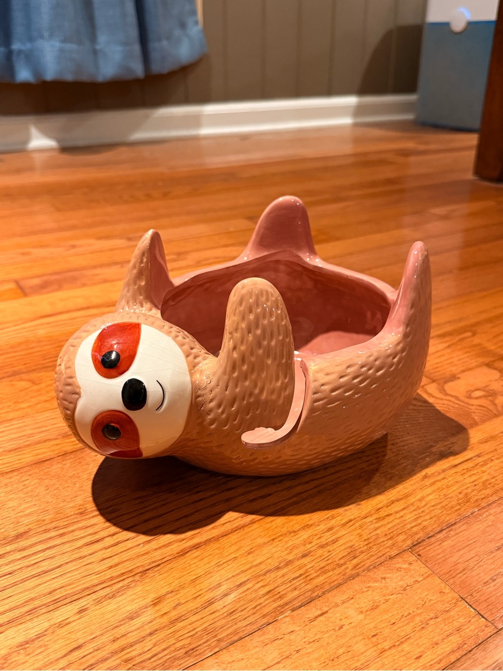 Sloth Ceramic yarn bowl: Pink/Brown Decorative for crochet & knitting